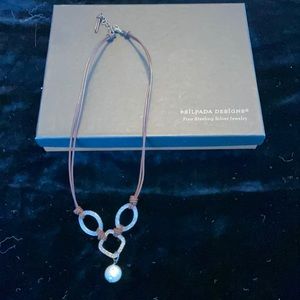 Silpada Leather,Silver&Fresh Water Pearl Necklace
